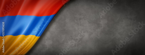 Armenian flag on concrete wall banner