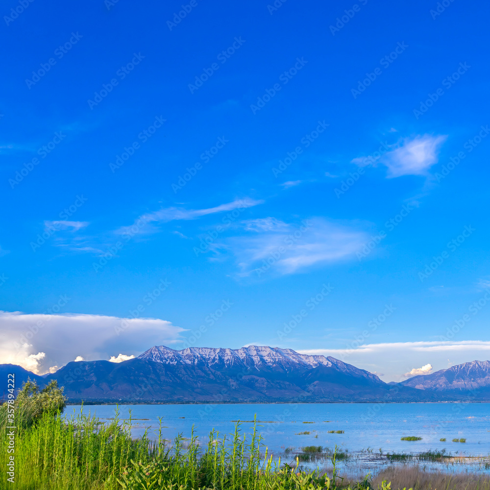 Square crop Picturesque Utah lake shore panorama day light
