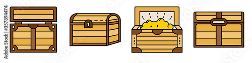 Dower chest icons set. Outline set of dower chest vector icons thin line color flat isolated on white
