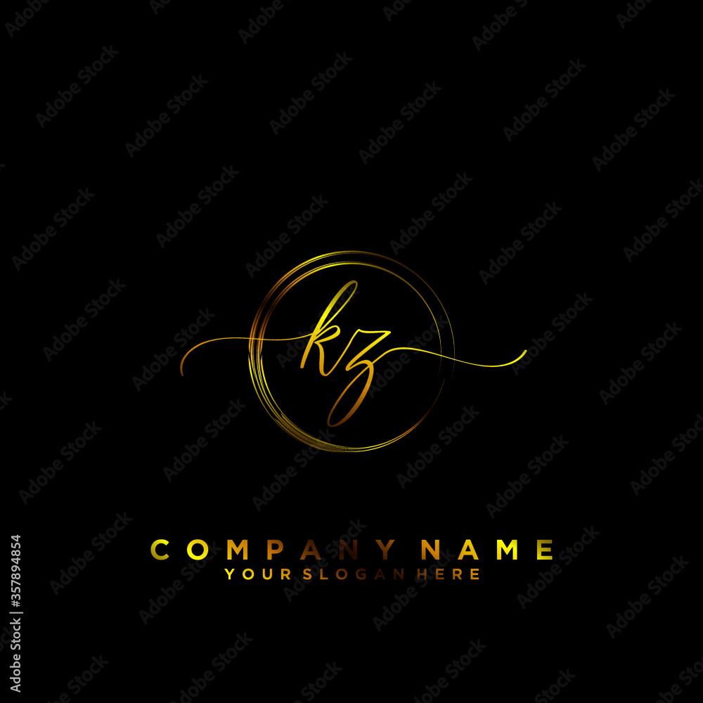 KZ Initial handwriting logo vector KZ Initial handwriting logo vector
