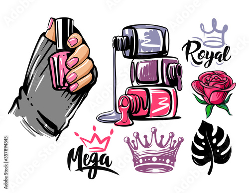 female hands on theme of cosmetics and manicure