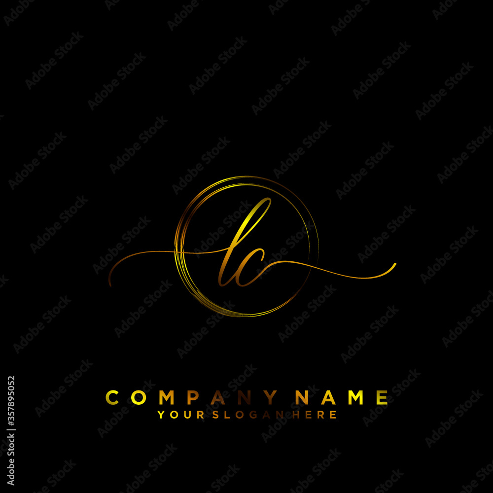 LC Initial handwriting logo vector LC Initial handwriting logo vector