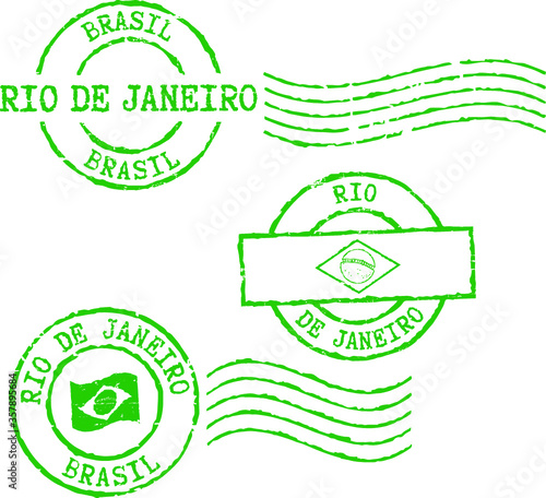 Set of postal grunge stamps ''Rio de Janeiro-Brazil''.