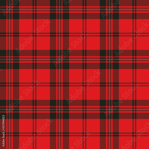Plaid (tartan) seamless pattern. Red and black color.