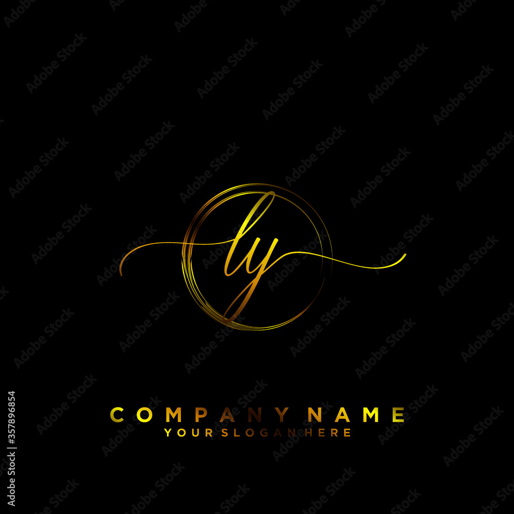 LY Initial handwriting logo vector LY Initial handwriting logo vector