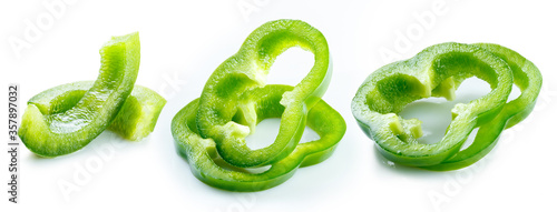 pepper slices in group retouched and isolated white background for package design