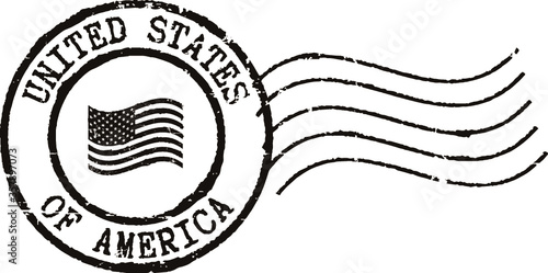 Black postal grunge stamp 'United States of America'