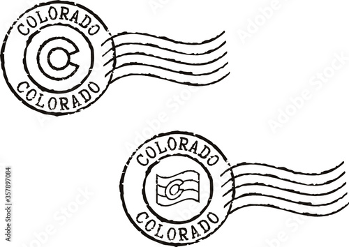 Black postal grunge stamps ''Colorado''.