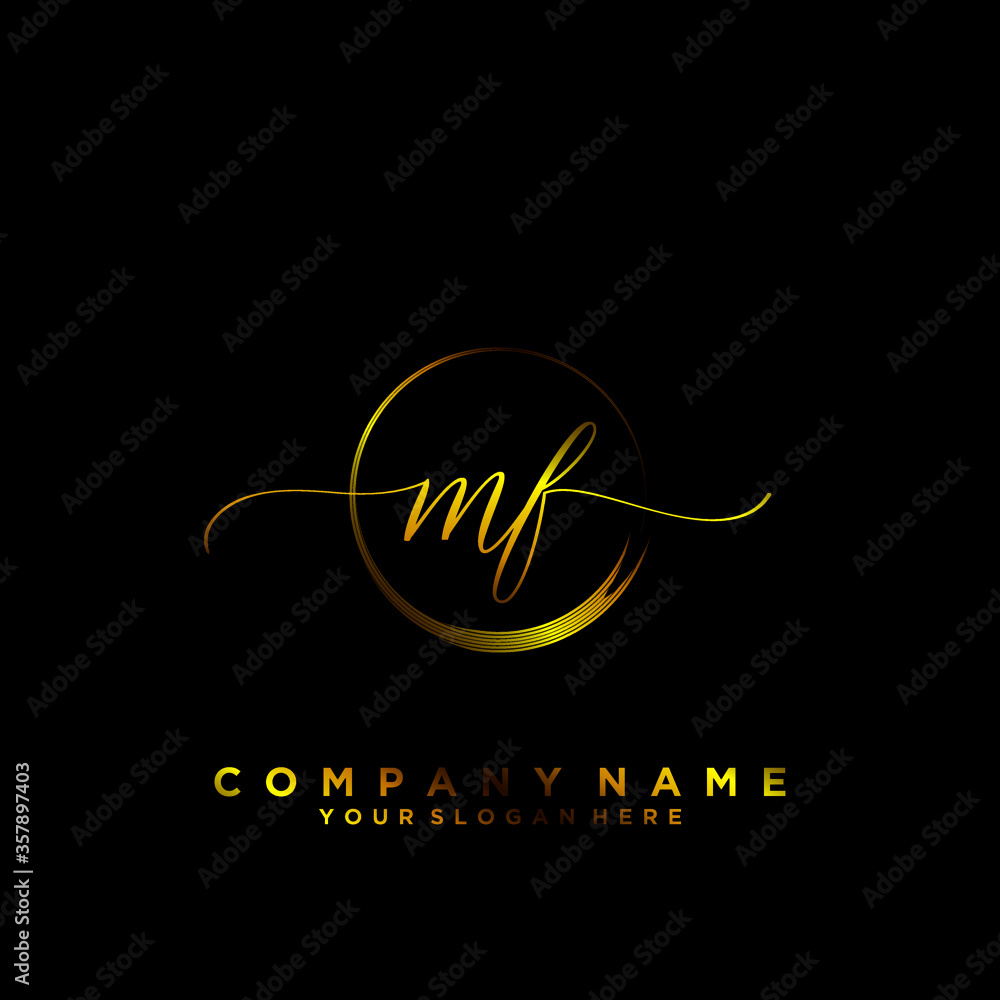 MF Initial handwriting logo vector MF Initial handwriting logo vector
