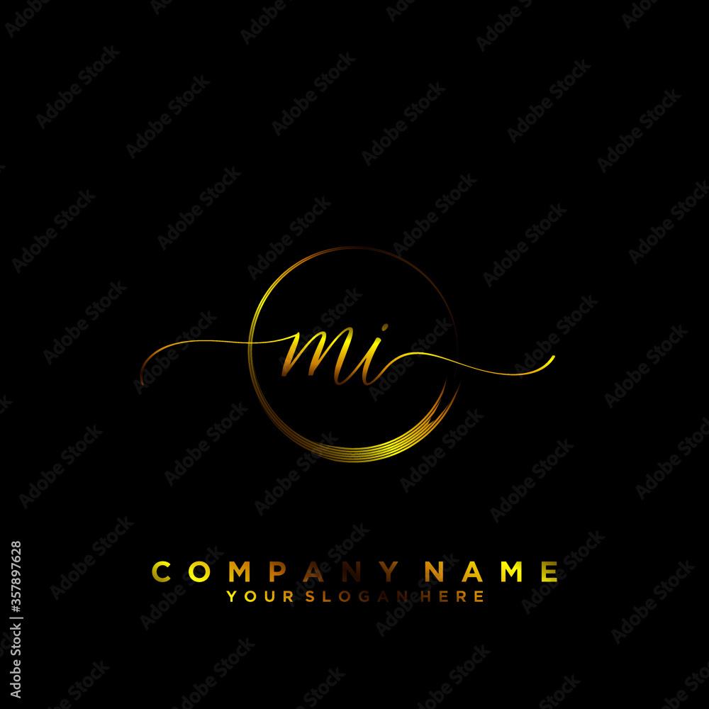 MI Initial handwriting logo vector MI Initial handwriting logo vector