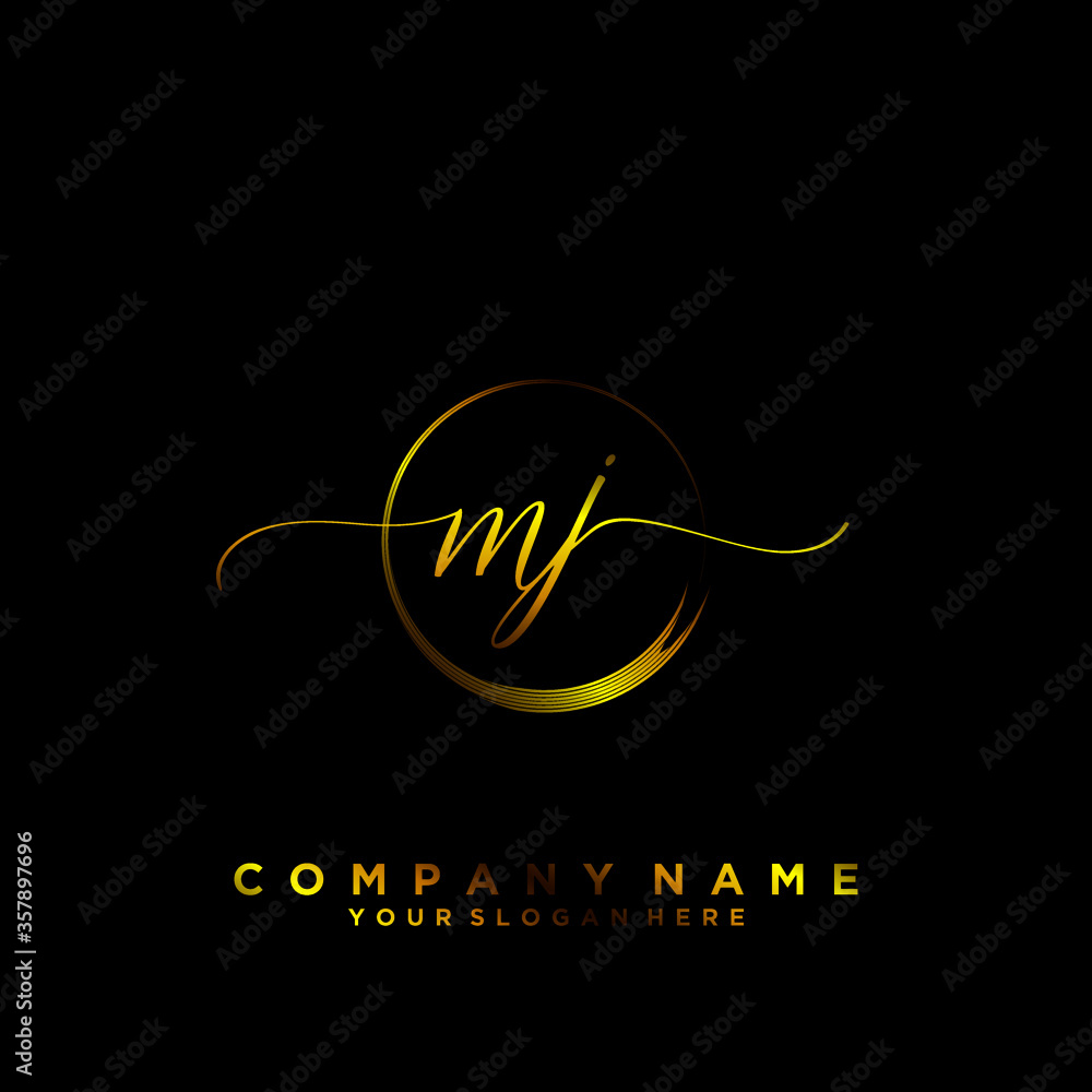 MJ Initial handwriting logo vector MJ Initial handwriting logo vector