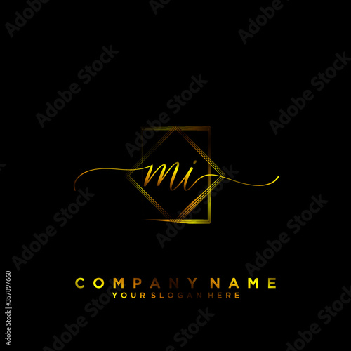 MI Initial handwriting logo vector