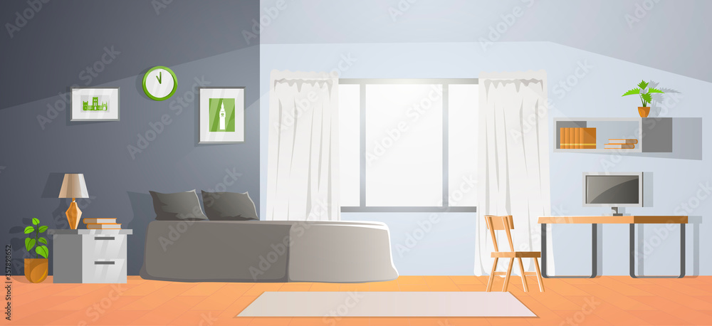 Fototapeta premium room decoration of bedroom with gradient design,vector illustration