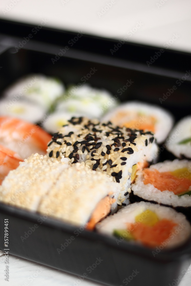 Sushi set in plastic tray Sushi set in plastic tray