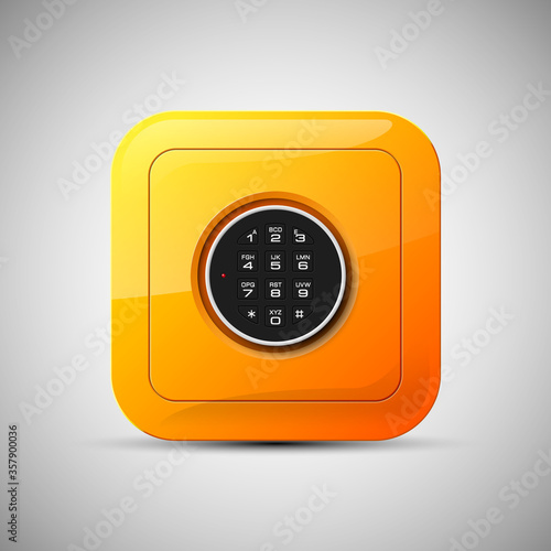 safe Image. Armored box background. The door of a bank vault with a electronic combination lock. Reliable Data Protection. Long-term savings. Deposit box safe icon.Protection of personal information