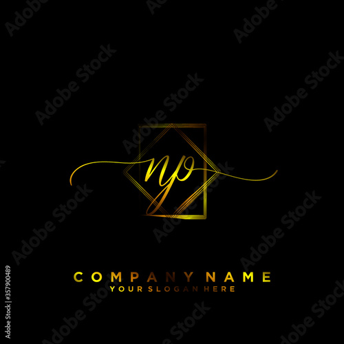 NP Initial handwriting logo vector