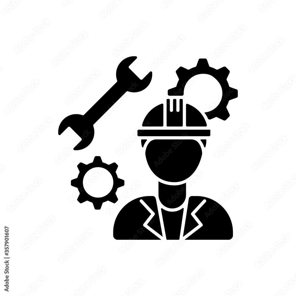 custom made wallpaper toronto digitalMechanical engineer black glyph icon. Professional repairman. Technician to work in facility on managing heavy machinery. Silhouette symbol on white space. Vector isolated illustration