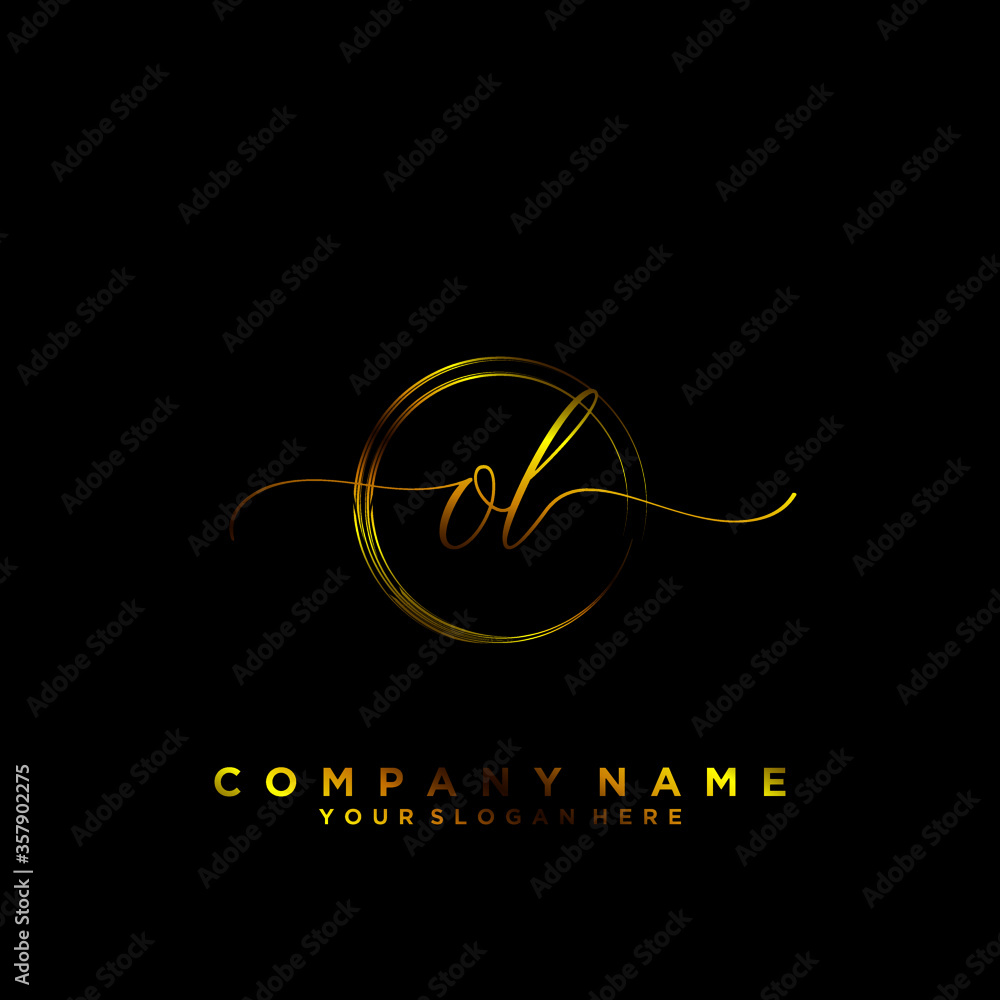 OL Initial handwriting logo vector OL Initial handwriting logo vector