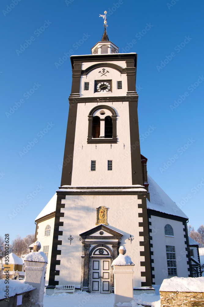 The clock tower of the old Roros (Røros, Norway) church from 1784. The clock tower of the old Roros (Røros, Norway) church from 1784.