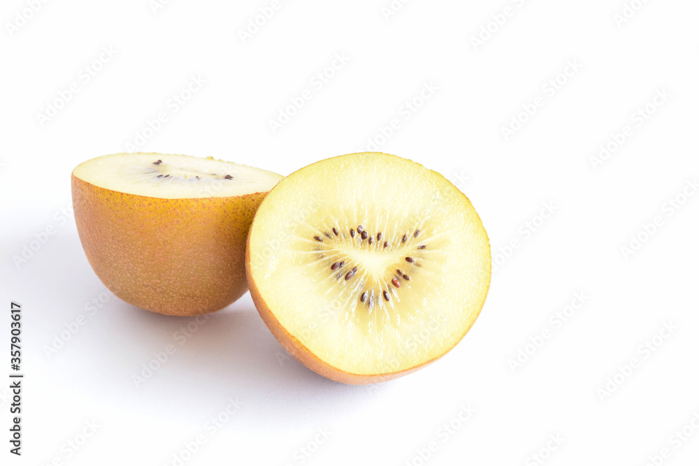 Yellow kiwi fruit on a white background Yellow kiwi fruit on a white background