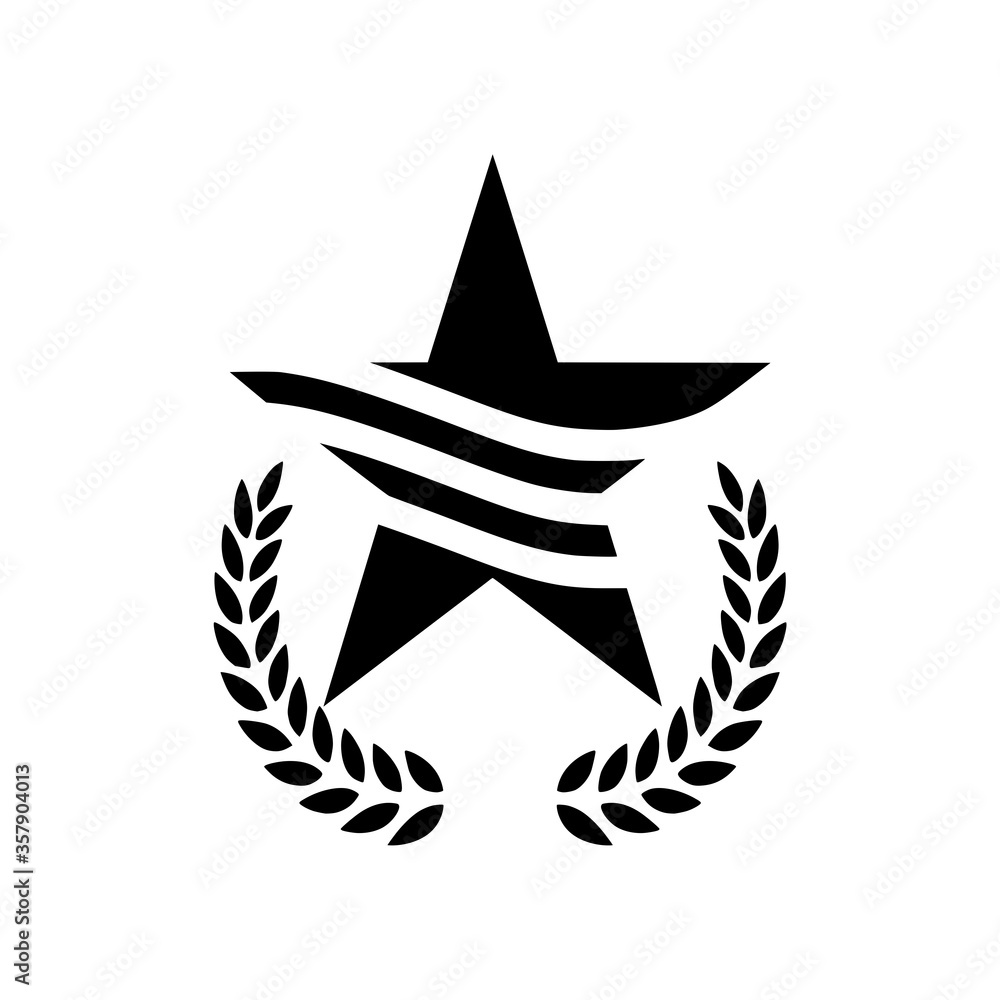 Laurel wreath with Award star icon isolated on white background Laurel wreath with Award star icon isolated on white background
