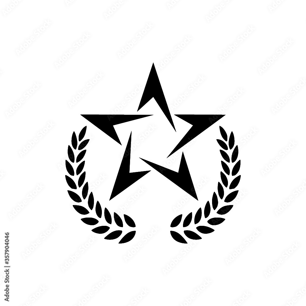 Laurel wreath with Award star icon isolated on white background Laurel wreath with Award star icon isolated on white background