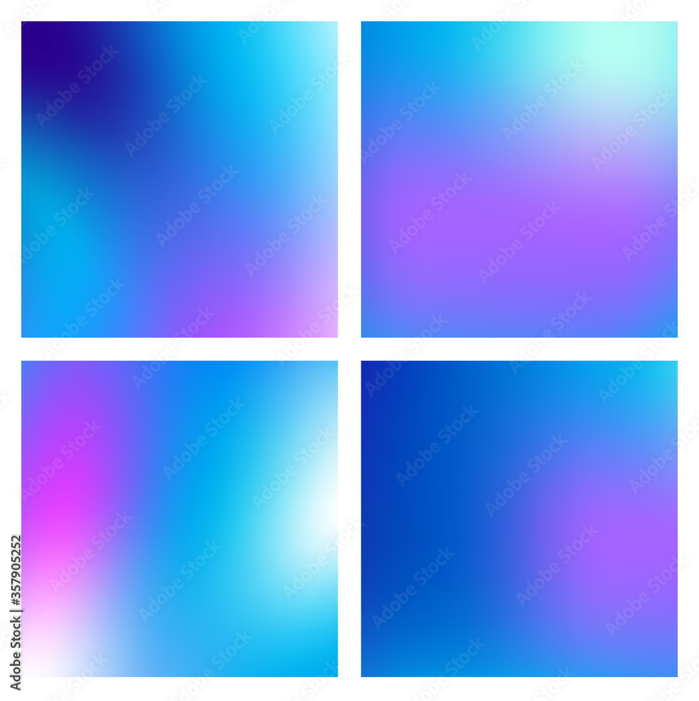 A set of trendy liquid backgrounds blue cyan gradient