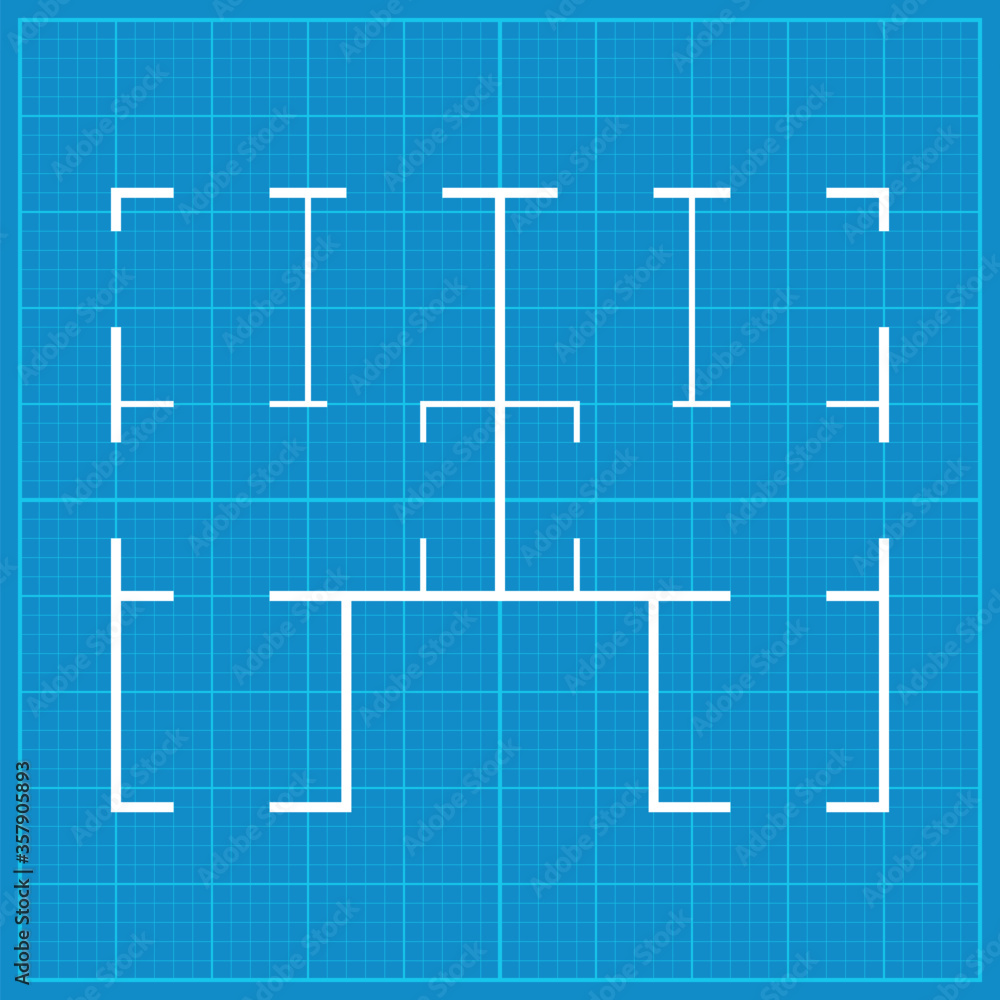 Blueprint house floor plan simple flat vector illustration. Blueprint house floor plan simple flat vector illustration.