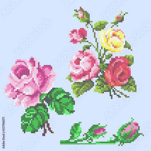 cross stitch roses