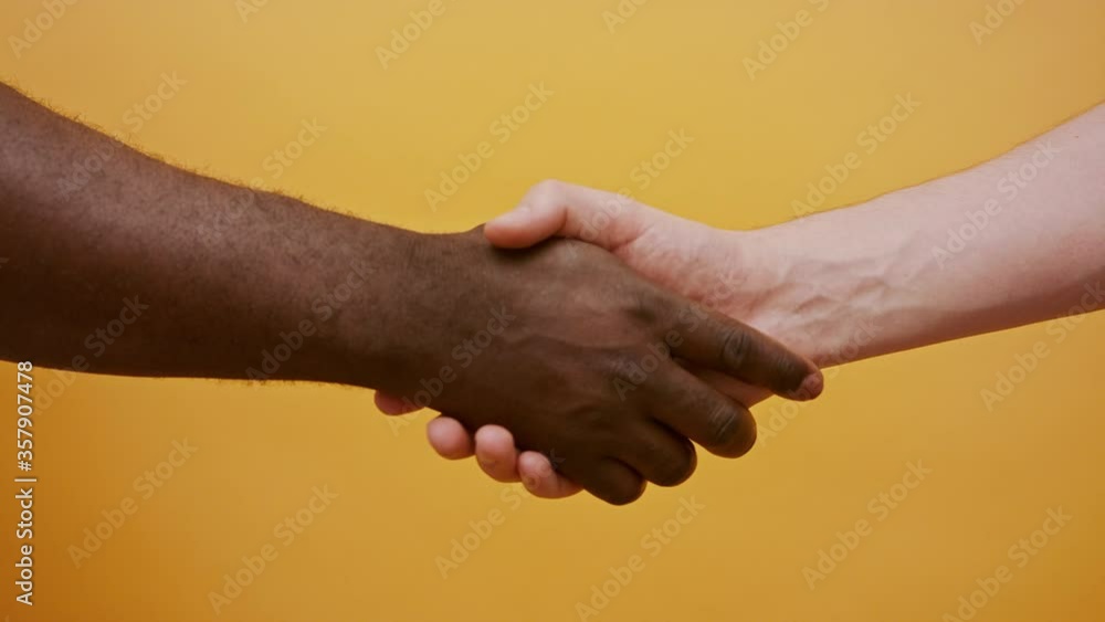 Close up of a handshake. Black and white hand, interracial friendship and cooperation concept. Close up of a handshake. Black and white hand, interracial friendship and cooperation concept.