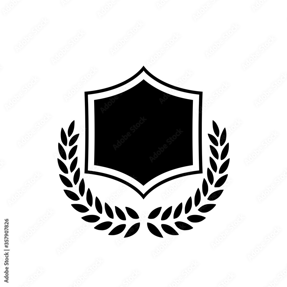 Fototapeta premium Shield with laurel wreath icon isolated on white background