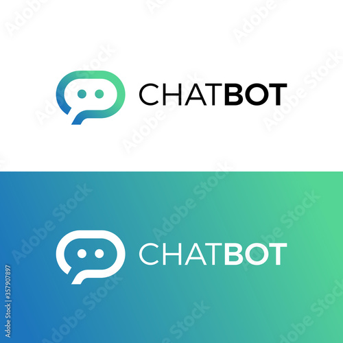 Bubble chat + robot. Chatbot logo. Icon vector.