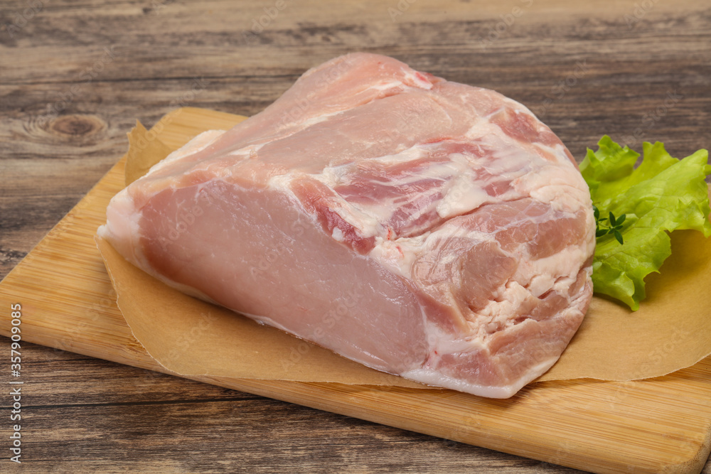 Raw pork meat piece for cooking