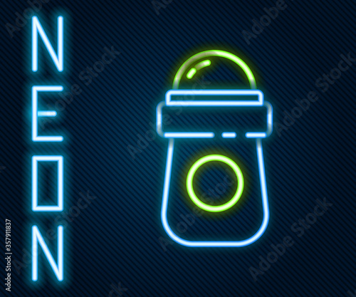 Glowing neon line Antiperspirant deodorant roll icon isolated on black background. Cosmetic for body hygiene. Colorful outline concept. Vector Illustration