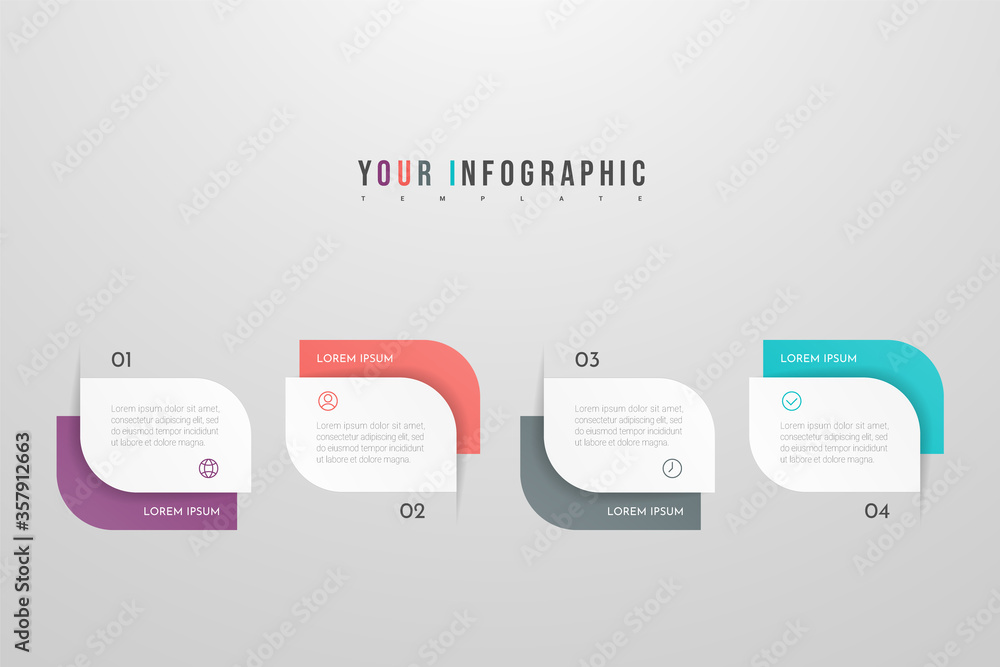 Modern vector infographic with 4 steps or processes elements. Business concept timeline Modern vector infographic with 4 steps or processes elements. Business concept timeline