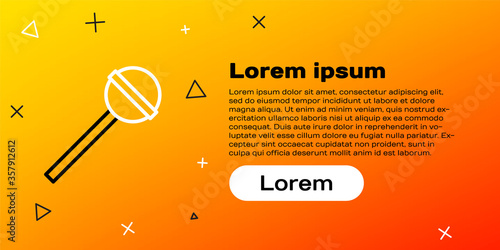 Line Lollipop icon isolated on yellow background. Food, delicious symbol. Colorful outline concept. Vector Illustration
