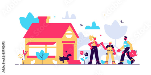 Fototapeta Naklejka Na Ścianę i Meble -  Family house vector illustration. Flat tiny 