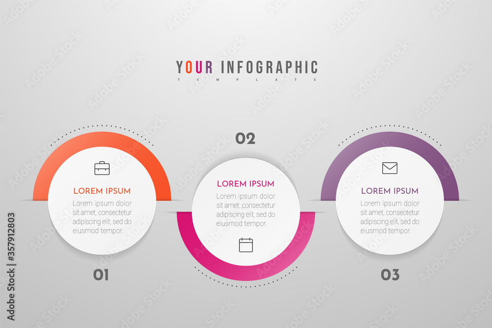 Minimal Business Infographics template with 3 steps, options and marketing icons. Vector infographic with three circle elements. Can be use for presentation. Minimal Business Infographics template with 3 steps, options and marketing icons. Vector infographic with three circle elements. Can be use for presentation.
