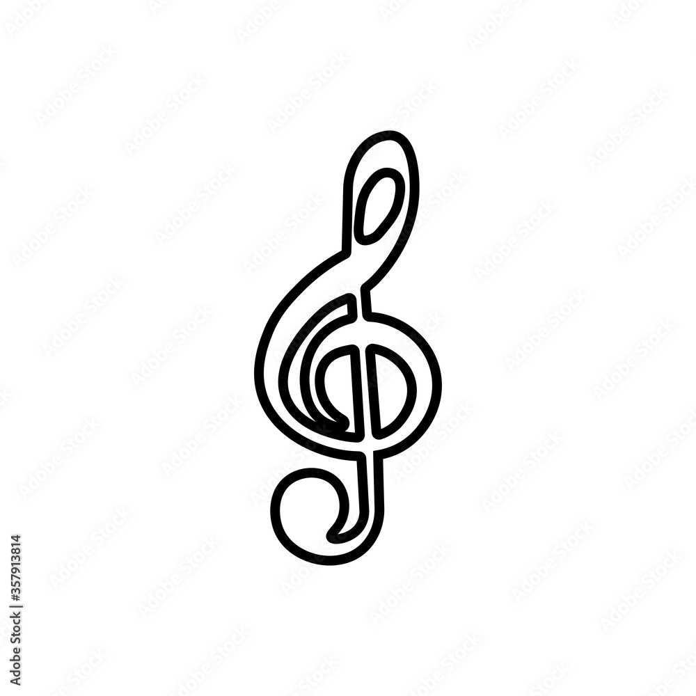 Treble clef outline icon. Symbol, logo illustration for mobile concept and web design. Treble clef outline icon. Symbol, logo illustration for mobile concept and web design.