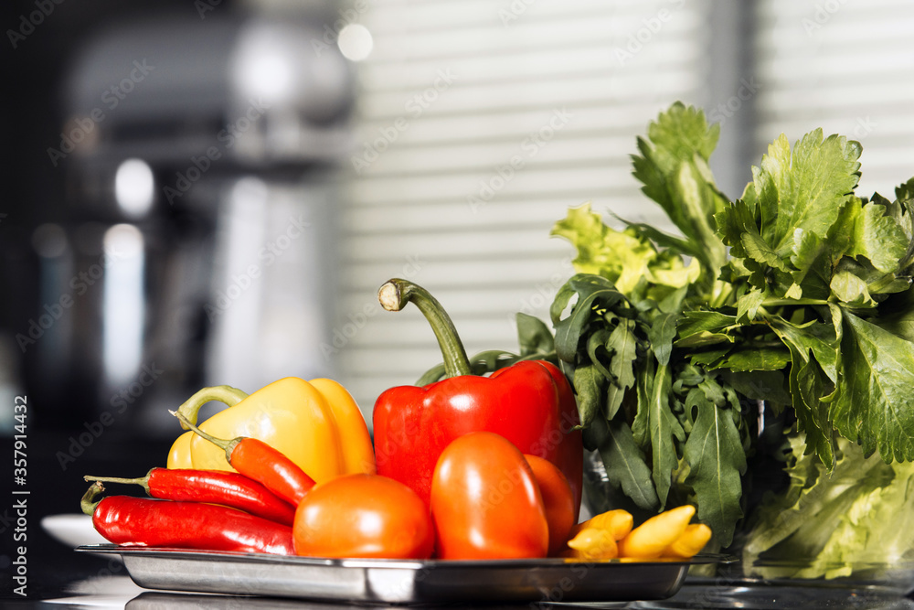 © stockbusters - Fresh vegetables at kitchen. Closeup organic food at professional kitchen. © stockbusters - Fresh vegetables at kitchen. Closeup organic food at professional kitchen.
