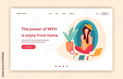 Getting work from home concept illustration for landing page web site template