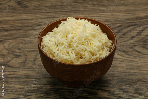 Steamed basmati rice in the bowl