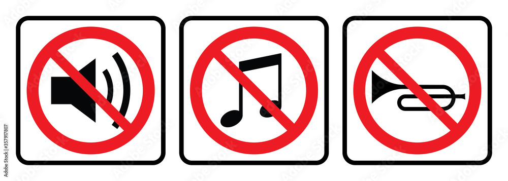 No sound sign collection, silent vector icon. Speaker, volume down icon. Mute icon collection, No Horn Icon No sound sign collection, silent vector icon. Speaker, volume down icon. Mute icon collection, No Horn Icon