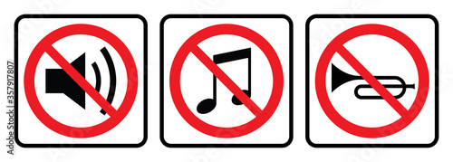 No sound sign collection, silent vector icon. Speaker, volume down icon. Mute icon collection, No Horn Icon