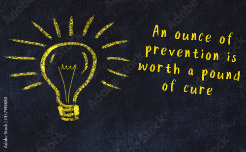 Concept of generating ideas. Chalk drawing of light bulb. Copy space