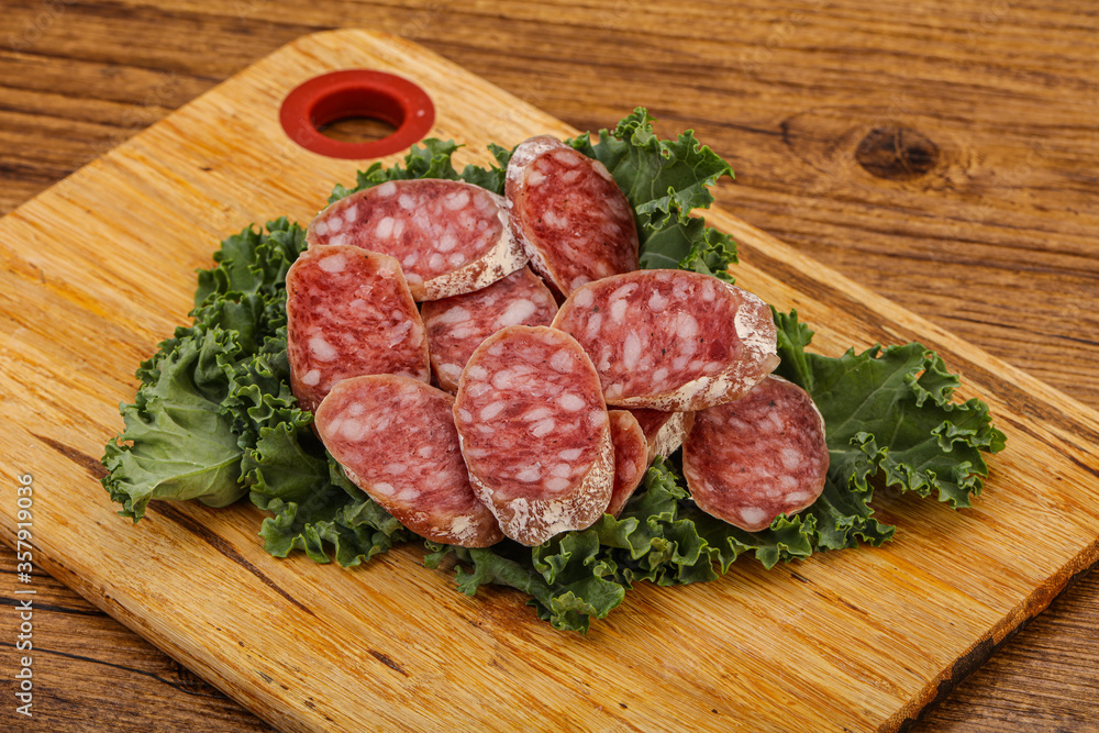 Iberian pork Fuet sausage slices Iberian pork Fuet sausage slices