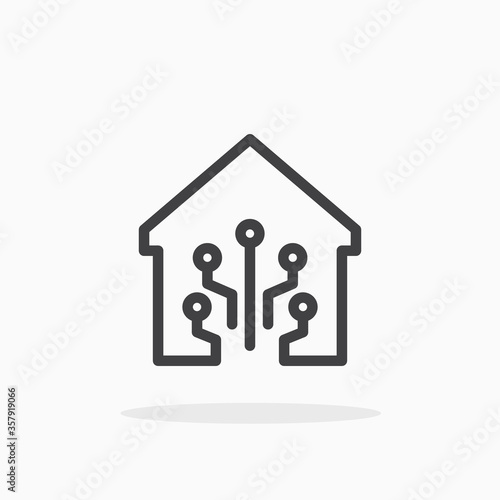 Smart home icon in line style. Editable stroke.