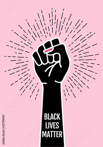 Black lives matter, fist, female hand, protest, vector