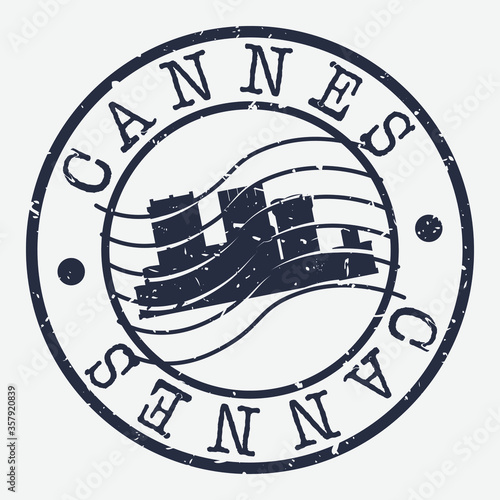 Cannes France Stamp Postal. Silhouette Seal. Passport Round Design. Vector Icon. Design Retro Travel. National Symbol.
