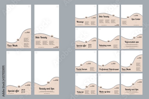 Health and beauty care social media post and story for spa template